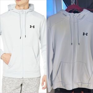 Man’s white Under armour soft shell/fleece full zip hoodie size L